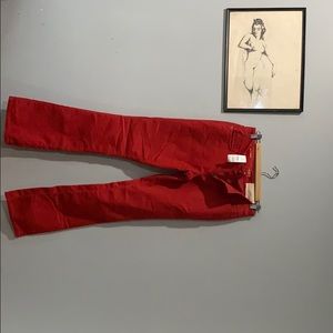 LOFT Curvy Boot Red Corduroy Pants